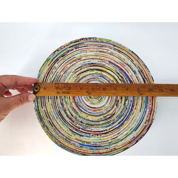 Handmade Magazine Recycled Round Paper Bowl Folk Art - Picture 2 of 7